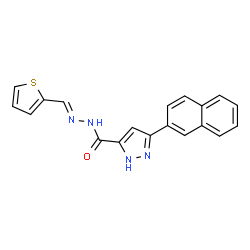 (E)-3-(naphthalen-2-yl)-N-(thiophen-2-ylmethylene)-1H-pyrazole-5-carbohydrazide结构式