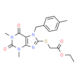 ethyl 2-((1,3-dimethyl-7-(4-methylbenzyl)-2,6-dioxo-2,3,6,7-tetrahydro-1H-purin-8-yl)thio)acetate结构式