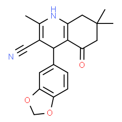 4-(1,3-Benzodioxol-5-yl)-2,7,7-trimethyl-5-oxo-1,4,5,6,7,8-hexahydro-3-quinolinecarbonitrile结构式