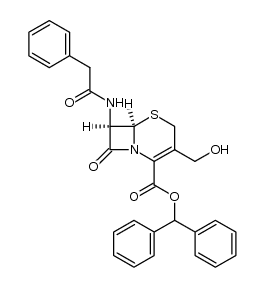 (6R,7R)-benzhydryl 3-(hydroxymethyl)-8-oxo-7-(2-phenylacetamido)-5-thia-1-azabicyclo[4.2.0]oct-2-ene-2-carboxylate Structure