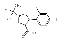 (3S,4R)-1-叔丁基-4-(2,4-二氟苯基)吡咯烷-3-羧酸结构式
