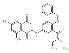 5-[(2,4-dimethyl-5,8-dioxo-quinolin-6-yl)amino]-N,N-diethyl-2-phenylmethoxy-benzamide结构式