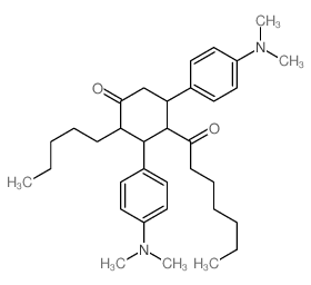 3,5-bis[4-(dimethylamino)phenyl]-4-heptanoyl-2-pentylcyclohexan-1-one结构式