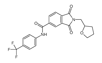 1,3-dioxo-2-(oxolan-2-ylmethyl)-N-[4-(trifluoromethyl)phenyl]isoindole-5-carboxamide结构式