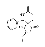 (2S,3S)-3-Acetyl-6-oxo-2-phenyl-piperidine-3-carboxylic acid ethyl ester结构式