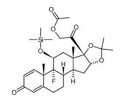 11β-trimethylsiloxy-21 -acetoxy-16α,17α-isopropylidenedioxy-9α-fluoro-pregna-1,4-diene-3,20-dione结构式