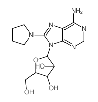 9H-Purin-6-amine, 9-b-D-arabinofuranosyl-8-(1-pyrrolidinyl)-结构式
