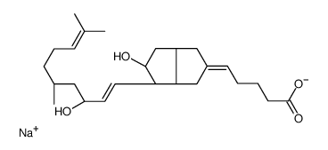 sodium,(5E)-5-[(3aS,4R,5R,6aS)-5-hydroxy-4-[(1E,3S)-3-hydroxy-5,9-dimethyldeca-1,8-dienyl]-3,3a,4,5,6,6a-hexahydro-1H-pentalen-2-ylidene]pentanoate Structure