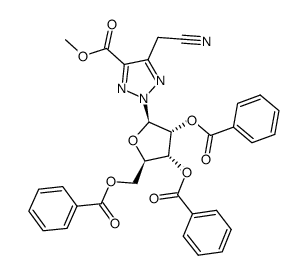 Methyl 5-Cyanomethyl-2-(2,3,5-tri-O-benzoyl-β-D-ribofuranosyl)-1,2,3-triazole-4-carboxylate Structure