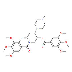 Benzoic acid,3,4,5-trimethoxy-,1-[(4-methyl-1-piperazinyl)methyl]-2-(6,7,8-trimethoxy-2-methyl-4-oxo-3(4H)-quinazolinyl)ethyl ester structure