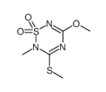 5-methoxy-2-methyl-3-methylsulfanyl-1,2,4,6-thiatriazine 1,1-dioxide结构式