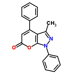 3-Methyl-1,4-diphenylpyrano[2,3-c]pyrazol-6(1H)-one structure