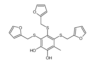 3,4,5-tris(furan-2-ylmethylsulfanyl)-6-methylbenzene-1,2-diol结构式