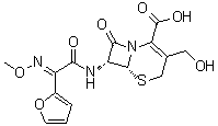 (6R,7R)-7-[[(E)-(furan-2-yl)(methoxyimino)acetyl]amino]-3-(hydroxymethyl)-8- oxo-5-thia-1-azabicyclo[4.2.0]oct-2-ene-2-carboxylic acid structure