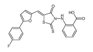 2-{5-[1-[5-(4-fluorophenyl)furan-2-yl]methylidene]-4-oxo-2-thioxothiazolidin-3-ylamino}benzoic acid结构式