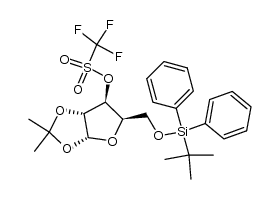 (3aR,5R,6S,6aR)-5-(((tert-butyldiphenylsilyl)oxy)methyl)-2,2-dimethyltetrahydrofuro[2,3-d][1,3]dioxol-6-yl trifluoromethanesulfonate结构式