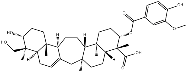 3β-Vanilloyloxy-21β,29-
dihydroxyserrat-14-en-24-oic acid结构式