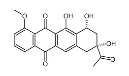 acetyl-2 trihydroxy-2α,4α,5 methoxy-7 tetrahydro-1,2,3,4 naphtacenedione-6,11 Structure