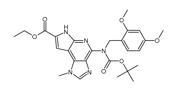 ethyl 4-(tert-butoxycarbonyl(2,4-dimethoxybenzyl)amino)-1-methyl-1,6-dihydroimidazo[4,5-d]pyrrolo[2,3-b]pyridine-7-carboxylate结构式
