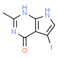 5-IODO-2-METHYL-3,7-DIHYDRO-PYRROLO[2,3-D]PYRIMIDIN-4-ONE结构式
