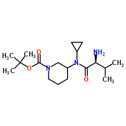 2-Methyl-2-propanyl 3-[cyclopropyl(L-valyl)amino]-1-piperidinecarboxylate结构式