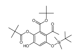 tert-butyl 2-acetyl-3-((tert-butyldimethylsilyl)oxy)-5-hydroxy-6-(pivaloyloxy)benzoate Structure