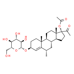 17-acetoxy-3-(glucopyransosyl)oxy-6-methylpregn-4-en-20-one Structure