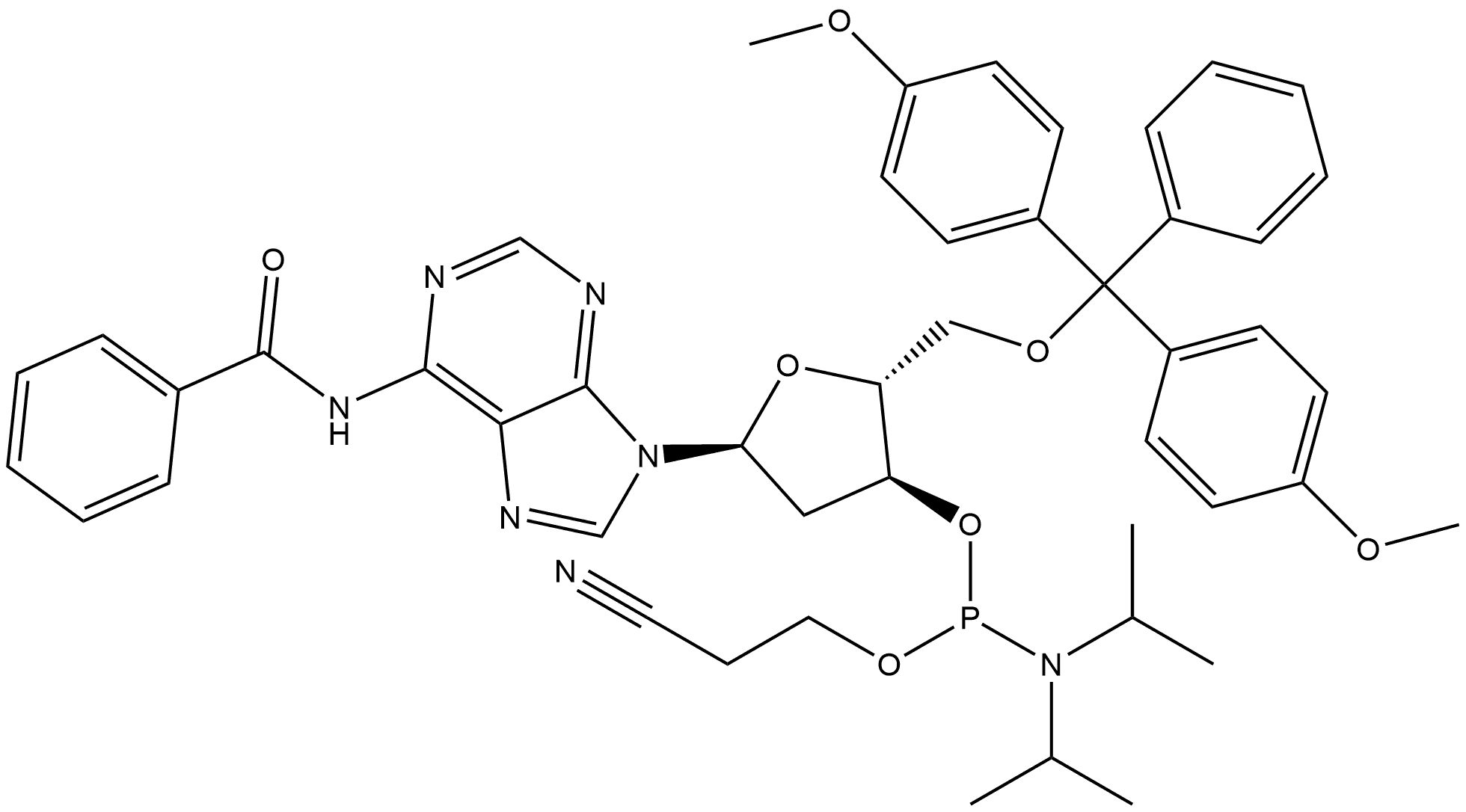 N6-Benzoyl-2'-deoxy-5'-O-DMT-a-adenosine 3'-CE phosphoramidite Structure