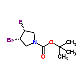 顺-3-溴-4-氟吡咯烷-1-羧酸叔丁酯结构式
