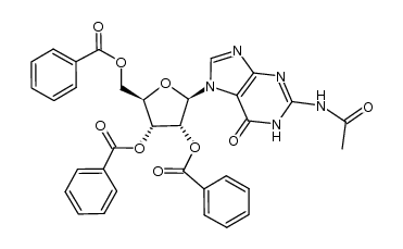 N2-acetyl-7-(2,3,5-tri-O-benzoyl-β-D-ribofuranosyl)guanine Structure