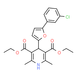 diethyl 4-(5-(3-chlorophenyl)furan-2-yl)-2,6-dimethyl-1,4-dihydropyridine-3,5-dicarboxylate Structure
