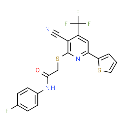 2-{[3-Cyano-6-(2-thienyl)-4-(trifluoromethyl)-2-pyridinyl]sulfanyl}-N-(4-fluorophenyl)acetamide Structure