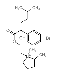Pyrrolidinium,1-[2-[(2-hydroxy-5-methyl-1-oxo-2-phenylhexyl)oxy]ethyl]-1,2-dimethyl-, bromide(1:1) Structure