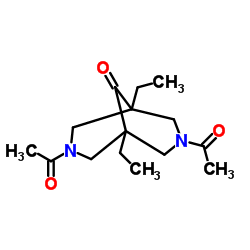 3,7-Diacetyl-1,5-diethyl-3,7-diazabicyclo[3.3.1]nonan-9-one结构式