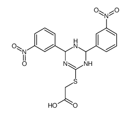 [4,6-bis-(3-nitro-phenyl)-1,4,5,6-tetrahydro-[1,3,5]triazin-2-ylsulfanyl]-acetic acid Structure