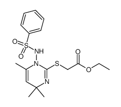 (1-benzenesulfonylamino-4,4,6-trimethyl-1,4-dihydro-pyrimidin-2-ylsulfanyl)-acetic acid ethyl ester Structure