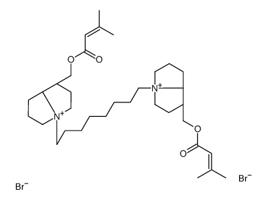 [(1R,8R)-4-[8-[(1R,8R)-1-(3-methylbut-2-enoyloxymethyl)-2,3,5,6,7,8-hexahydro-1H-pyrrolizin-4-ium-4-yl]octyl]-2,3,5,6,7,8-hexahydro-1H-pyrrolizin-4-ium-1-yl]methyl 3-methylbut-2-enoate,dibromide Structure