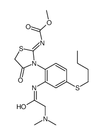 methyl (NZ)-N-[3-[4-butylsulfanyl-2-[[2-(dimethylamino)acetyl]amino]phenyl]-4-oxo-1,3-thiazolidin-2-ylidene]carbamate Structure