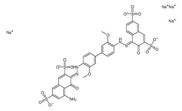 tetrasodium 5-amino-4-hydroxy-3-[[4'-[(2-hydroxy-3,6-disulphonato-1-naphthyl)azo]-3,3'-dimethoxy[1,1'-biphenyl]-4-yl]azo]naphthalene-2,7-disulphonate结构式