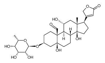 3β-[(6-Deoxy-α-L-mannopyranosyl)oxy]-5,11α,14-trihydroxy-19-oxo-5β-card-20(22)-enolide structure