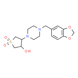 4-[4-(1,3-benzodioxol-5-ylmethyl)piperazin-1-yl]-1,1-dioxothiolan-3-ol结构式