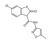 6-Chloro-2-oxo-2,3-dihydro-benzo[b]thiophene-3-carboxylic acid (5-methyl-isoxazol-3-yl)-amide结构式