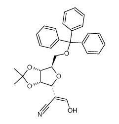 2-Formyl-2-(2,3-O-isopropyliden-5-O-trityl-D-ribofuranosyl)acetonitril Structure