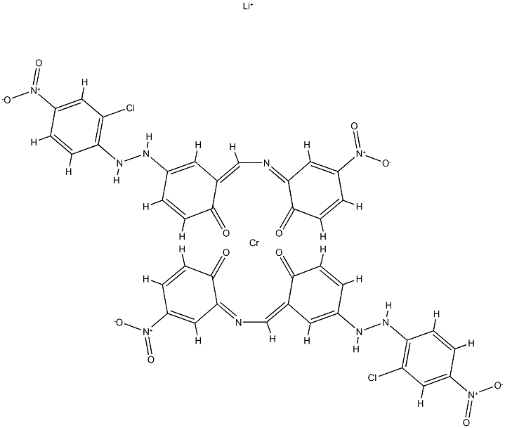双[4-[(2-氯-4-硝基苯基)偶氨]-2-[[(2-羟基-5-硝基苯基)亚氨基]甲基]苯酚根合(2-)]铬酸锂盐(1-)结构式