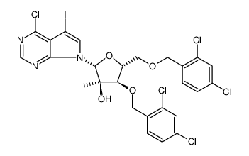 7-[3,5-Bis-O-[(2,4-dichlorophenyl)methyl]-2-C-methyl-beta-D-ribofuranosyl]-4-chloro-5-iodo-7H-pyrrolo[2,3-d]pyrimidine Structure