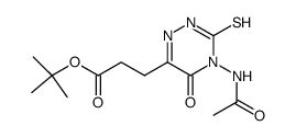 6-(2-Carbo-t-butoxyethyl)-3-mercapto-4-acetamino-1,2,4-triazin-5-one结构式