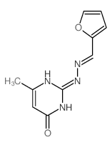 2-((2Z)-2-(2-furylmethylidene)hydrazinyl)-6-methyl-1H-pyrimidin-4-one结构式