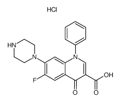 6-Fluoro-4-oxo-1-phenyl-7-piperazin-1-yl-1,4-dihydro-quinoline-3-carboxylic acid; hydrochloride Structure