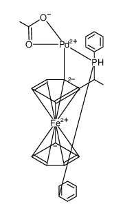 Palladium, (acetato-κO,κO')[2-[1-(diphenylphosphino-κP)ethyl]ferrocenyl]-, (SP-4-2) Structure