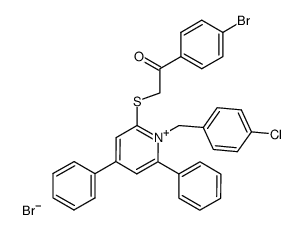 2-((2-(4-bromophenyl)-2-oxoethyl)thio)-1-(4-chlorobenzyl)-4,6-diphenylpyridin-1-ium bromide Structure